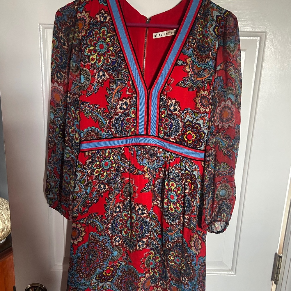 Alice and Olivia red Mosiac mini dress